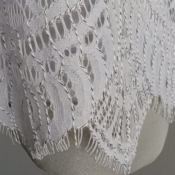 Cleo Petites ice blue lace top cami shell scalloped edge cotton tank sz M - Picture 3 of 5